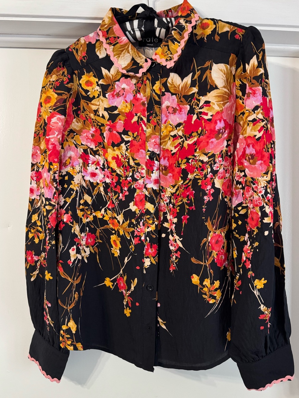 Black Floral Button-Up Blouse